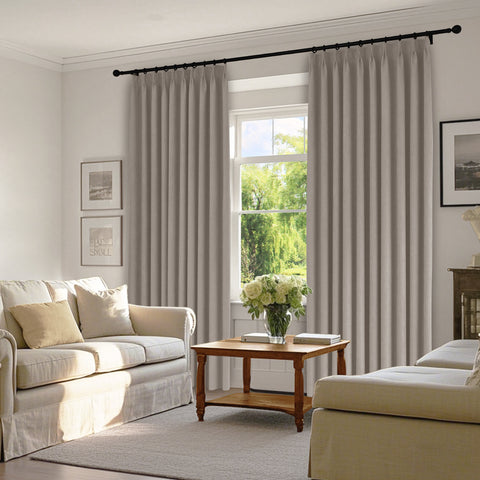 1041 100% Blackout Soft Chenille Linen Blend Curtain Pinch Pleat