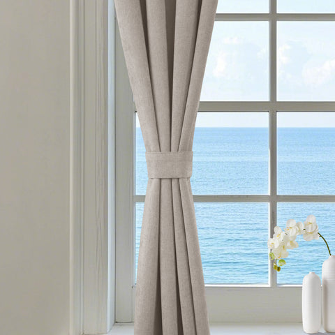1041 100% Blackout Soft Chenille Linen Blend Curtain Pinch Pleat
