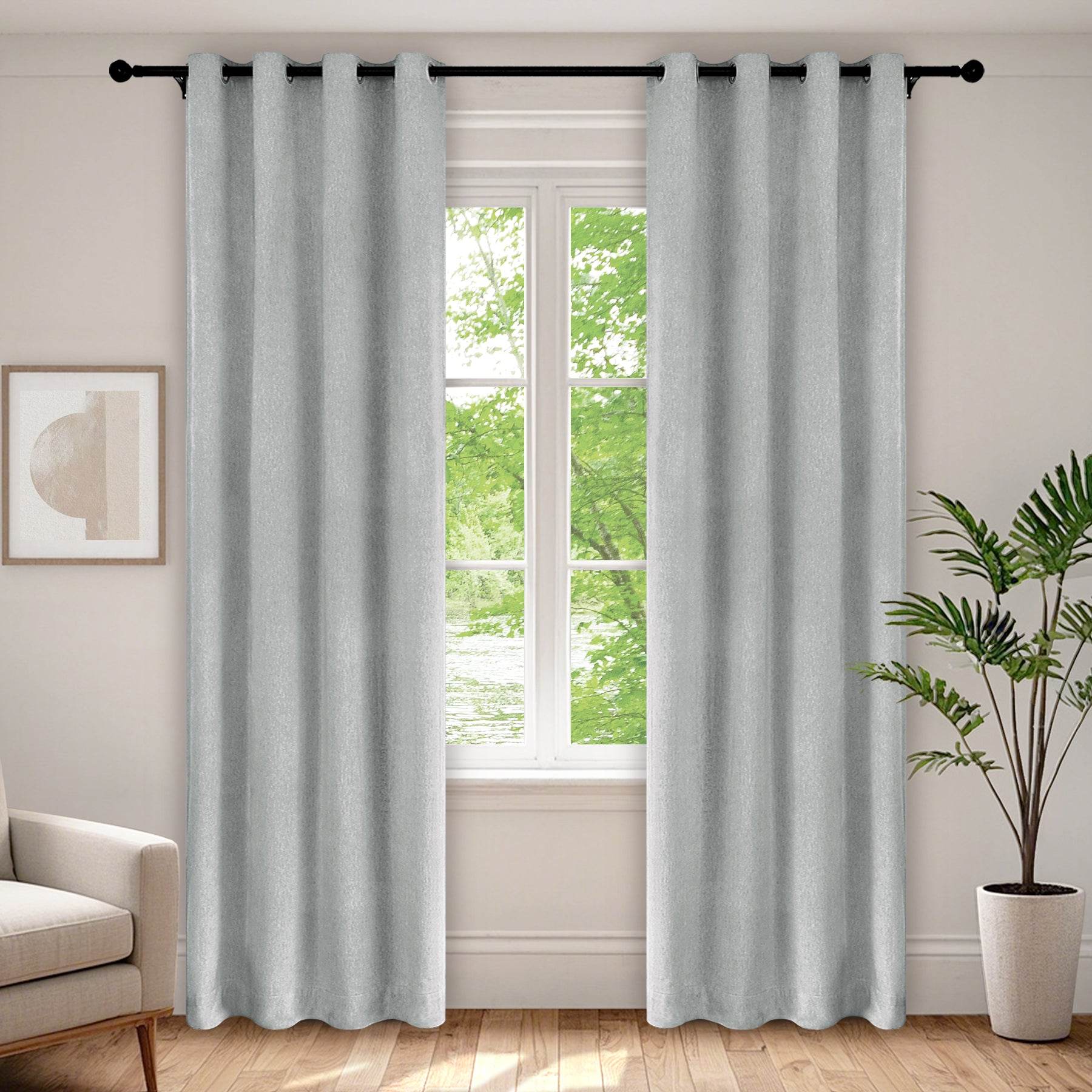 1041 100% Blackout Soft Chenille Linen Blend Curtain Grommet & 4 IN 1 - Cololeaf