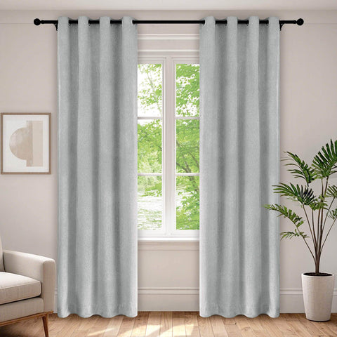 1041 100% Blackout Soft Chenille Linen Blend Curtain Grommet & 4 IN 1 - Cololeaf -- #1 White