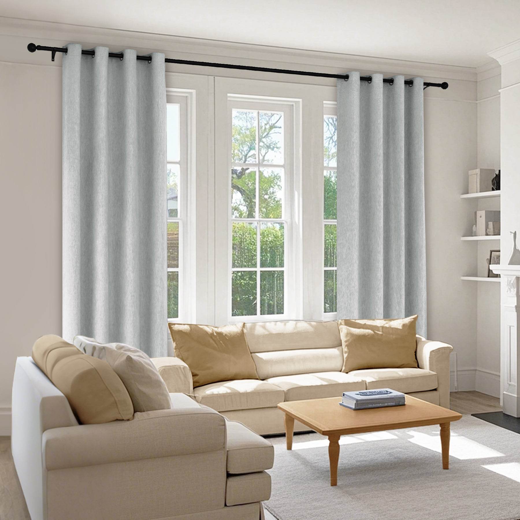 1041 100% Blackout Soft Chenille Linen Blend Curtain Grommet & 4 IN 1 - Cololeaf