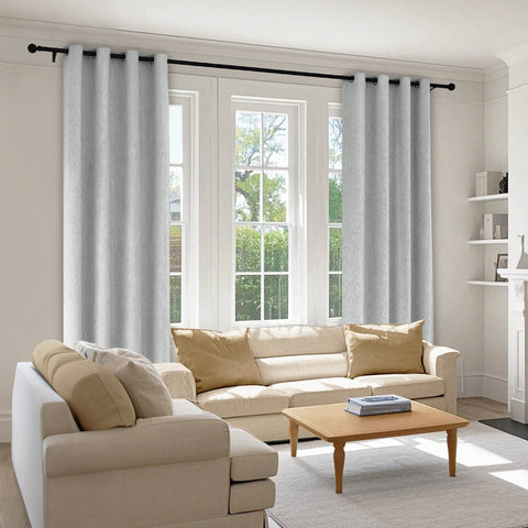 1041 100% Blackout Soft Chenille Linen Blend Curtain Grommet & 4 IN 1 - Cololeaf