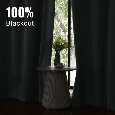 1041 100% Blackout Soft Chenille Linen Blend Curtain Grommet & 4 IN 1 (1 Panel)