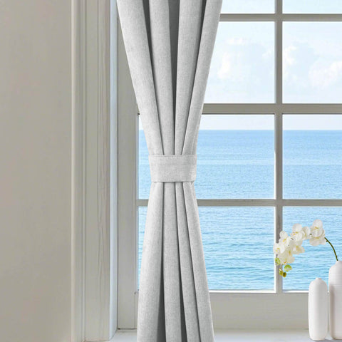 1041 100% Blackout Soft Chenille Linen Blend Curtain Pinch Pleat - Cololeaf -- #1 White