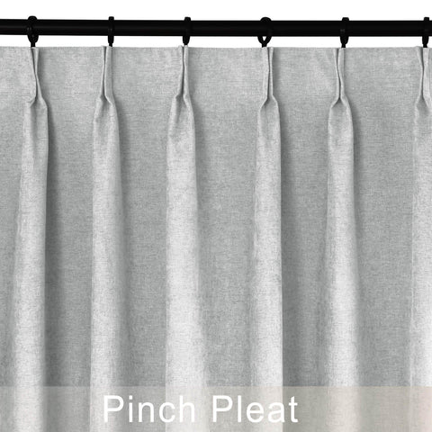 1041 100% Blackout Soft Chenille Linen Blend Curtain Pinch Pleat - Cololeaf -- #1 White