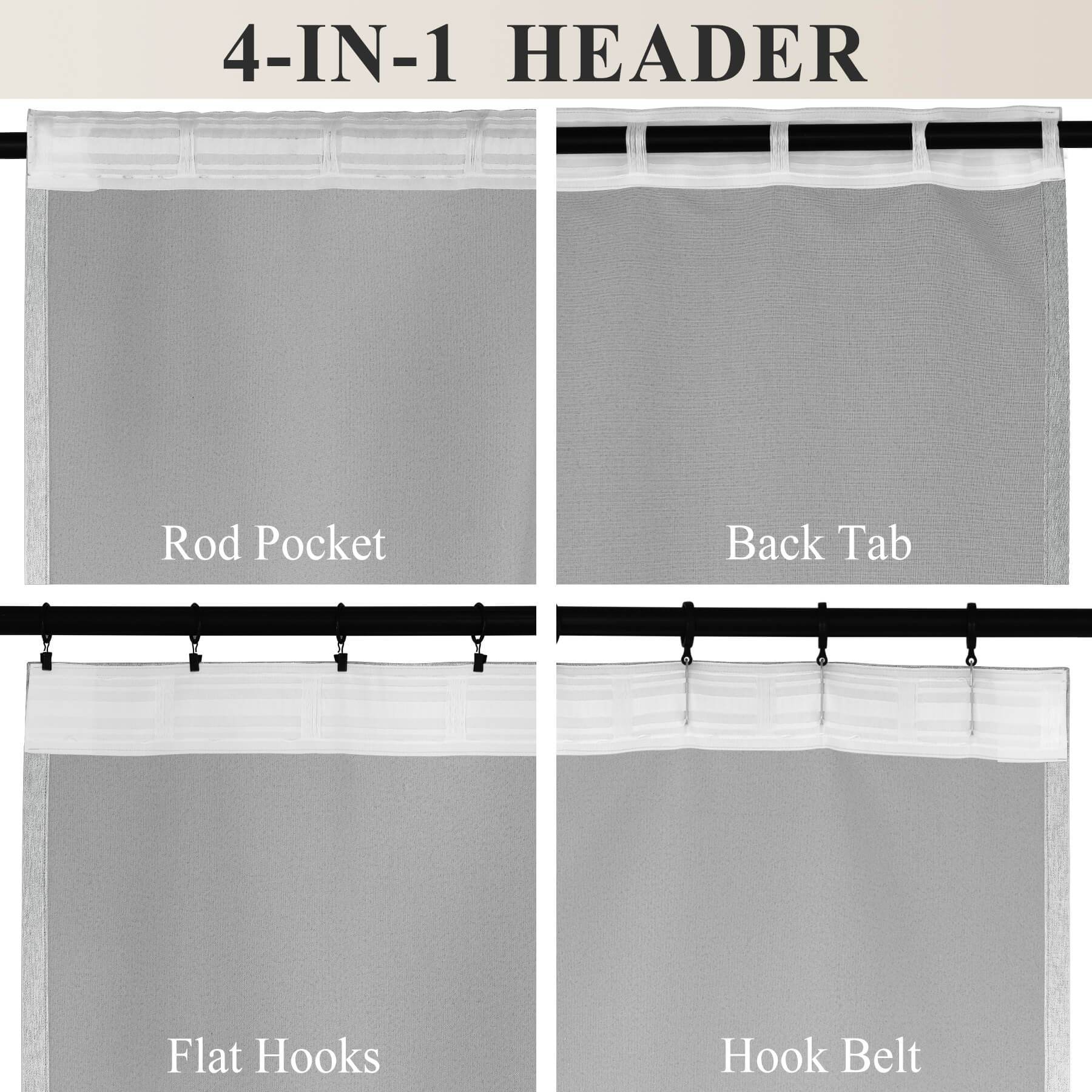 1041 100% Blackout Soft Chenille Linen Blend Curtain Grommet & 4 IN 1 - Cololeaf -- #1 White