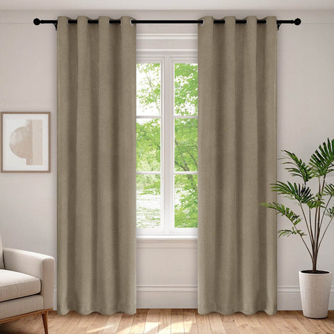 1041 100% Blackout Soft Chenille Linen Blend Curtain Grommet & 4 IN 1 - Cololeaf