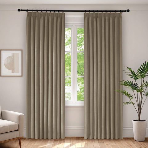 1041 100% Verdunkelungs-Soft-Chenille-Leinen-Mischvorhang mit Faltenband, 1 Schal