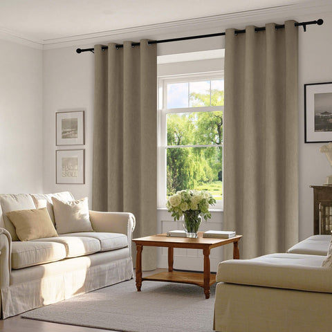 1041 100% Blackout Soft Chenille Linen Blend Curtain Grommet & 4 IN 1 (1 Panel)