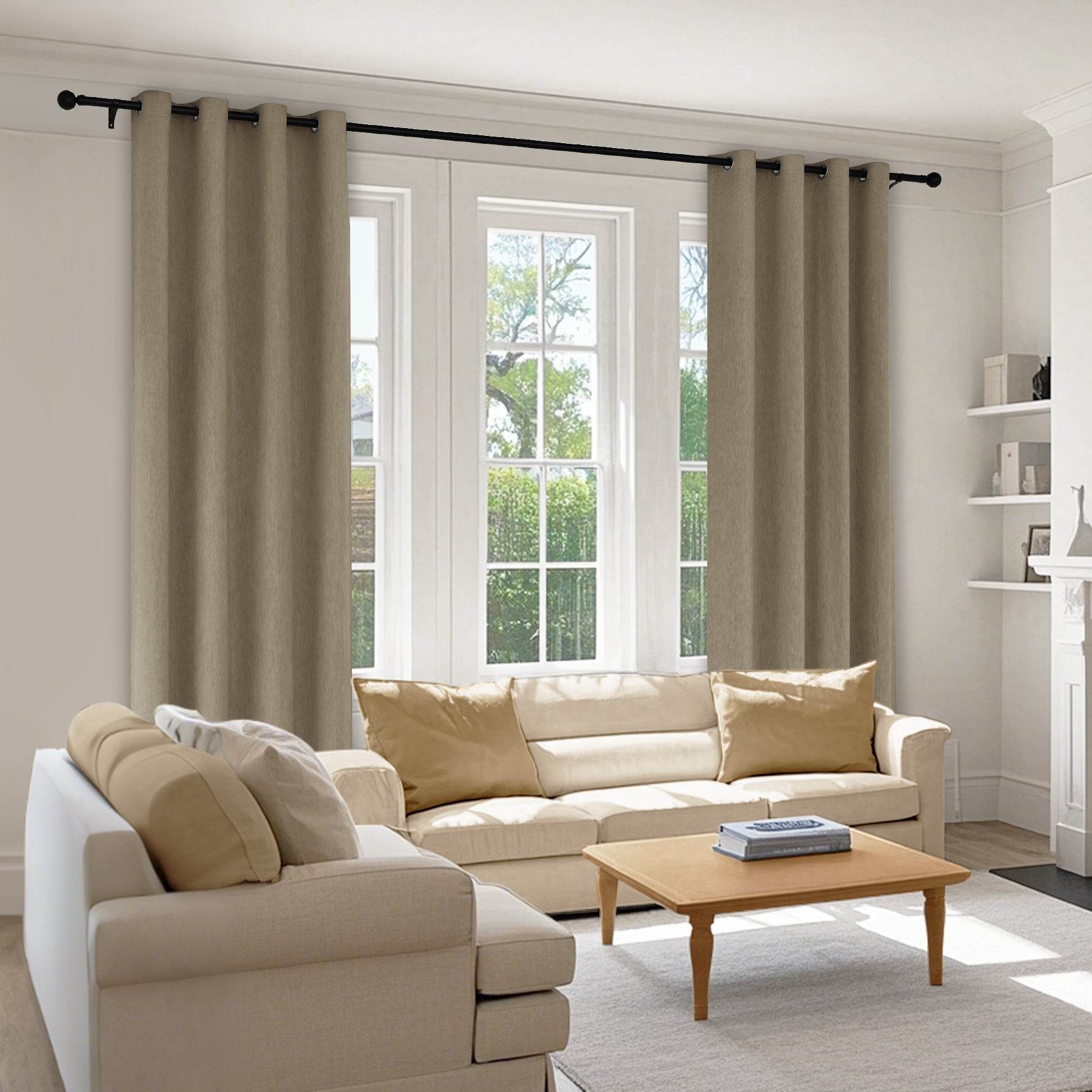 1041 100% Blackout Soft Chenille Linen Blend Curtain Grommet & 4 IN 1 - Cololeaf