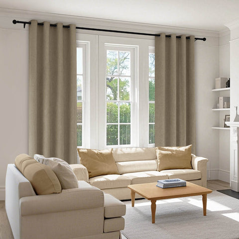1041 100% Blackout Soft Chenille Linen Blend Curtain Grommet & 4 IN 1 - Cololeaf