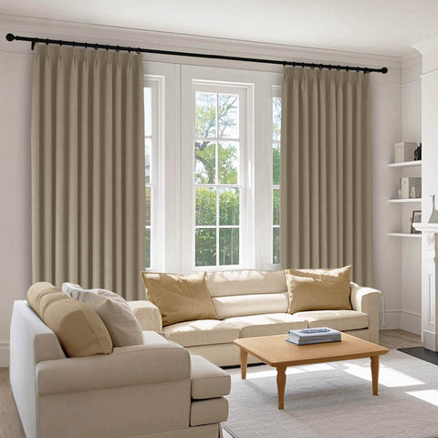 1041 100% Blackout Soft Chenille Linen Blend Curtain Pinch Pleat - Cololeaf -- #1 White