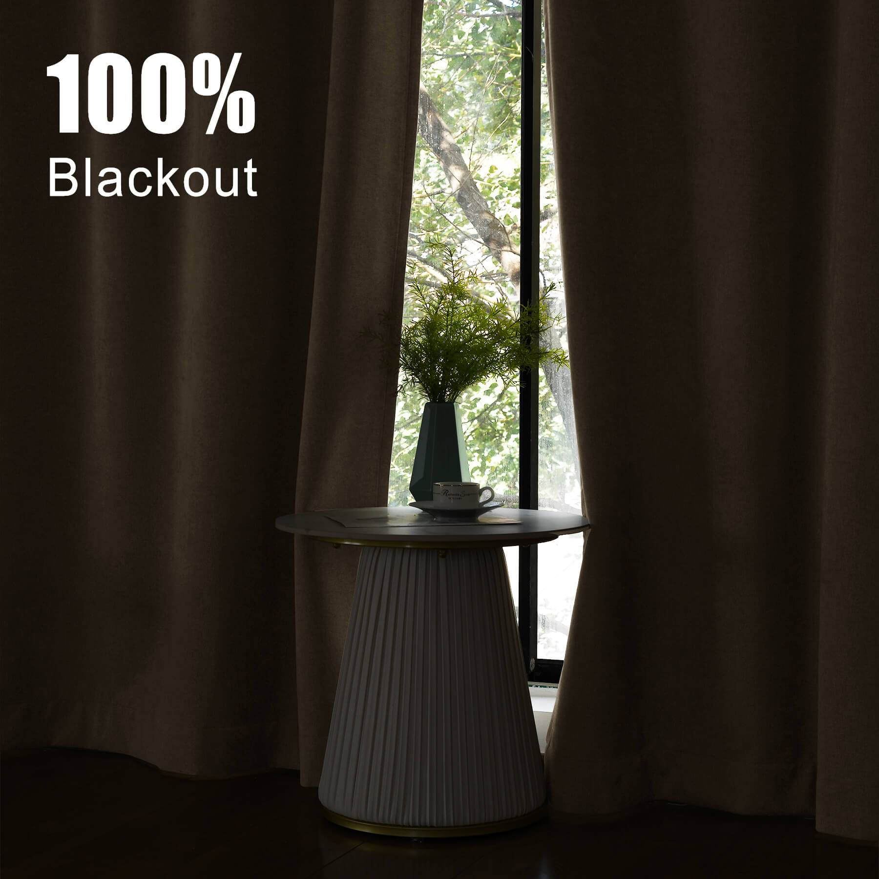 1041 100% Blackout Soft Chenille Linen Blend Curtain Pinch Pleat - Cololeaf -- #1 White