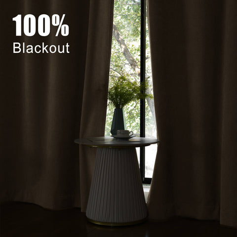 1041 100% Blackout Soft Chenille Linen Blend Curtain Grommet & 4 IN 1 (1 Panel)
