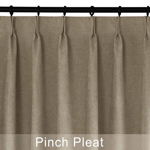 1041 100% Blackout Soft Chenille Linen Blend Curtain Pinch Pleat - Cololeaf -- #1 White