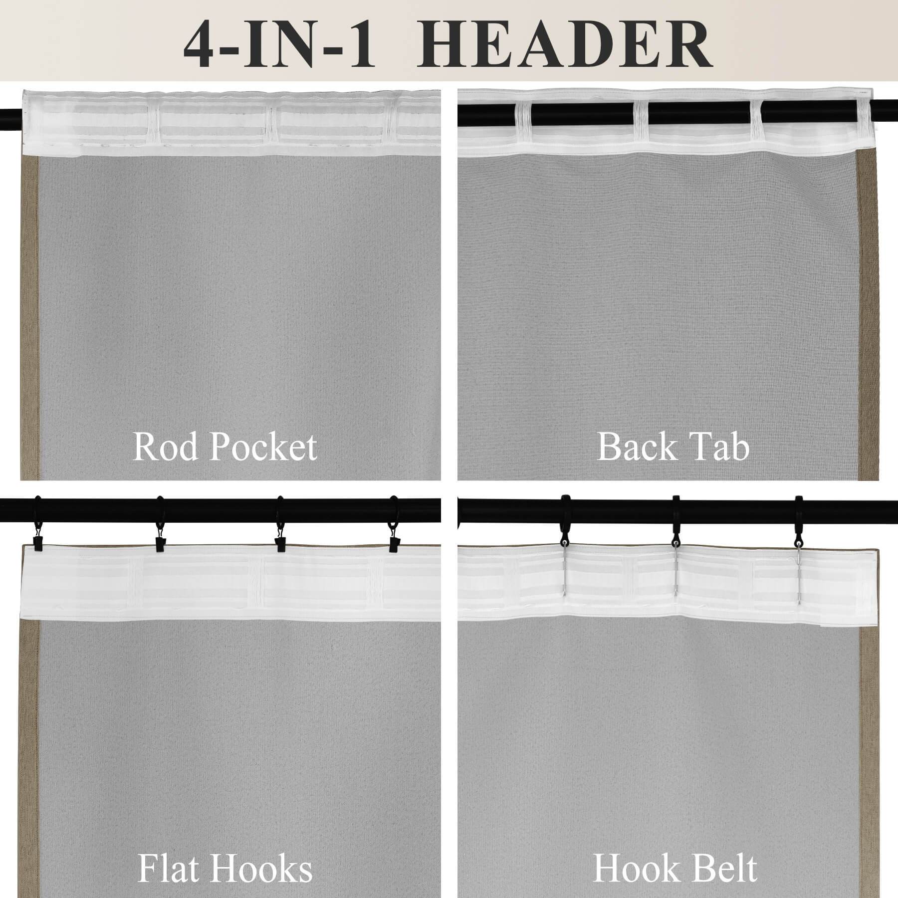 1041 100% Blackout Soft Chenille Linen Blend Curtain Grommet & 4 IN 1 - Cololeaf -- #1 White