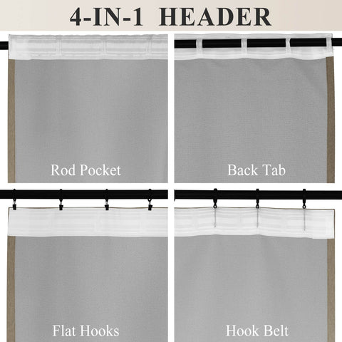 1041 100% Blackout Soft Chenille Linen Blend Curtain Grommet & 4 IN 1 - Cololeaf -- #1 White
