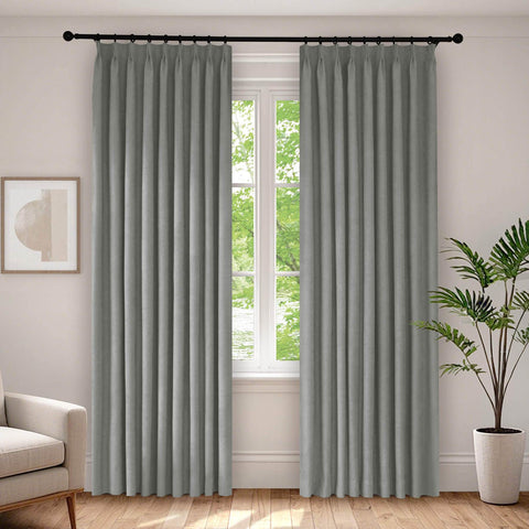 1041 100% Blackout Soft Chenille Linen Blend Curtain Pinch Pleat - Cololeaf -- #1 White