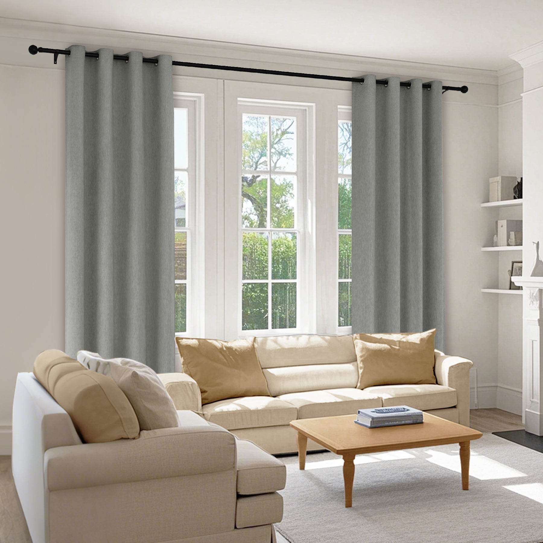 1041 100% Blackout Soft Chenille Linen Blend Curtain Grommet & 4 IN 1 - Cololeaf