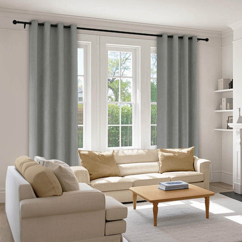1041 100% Blackout Soft Chenille Linen Blend Curtain Grommet & 4 IN 1 - Cololeaf -- #1 White