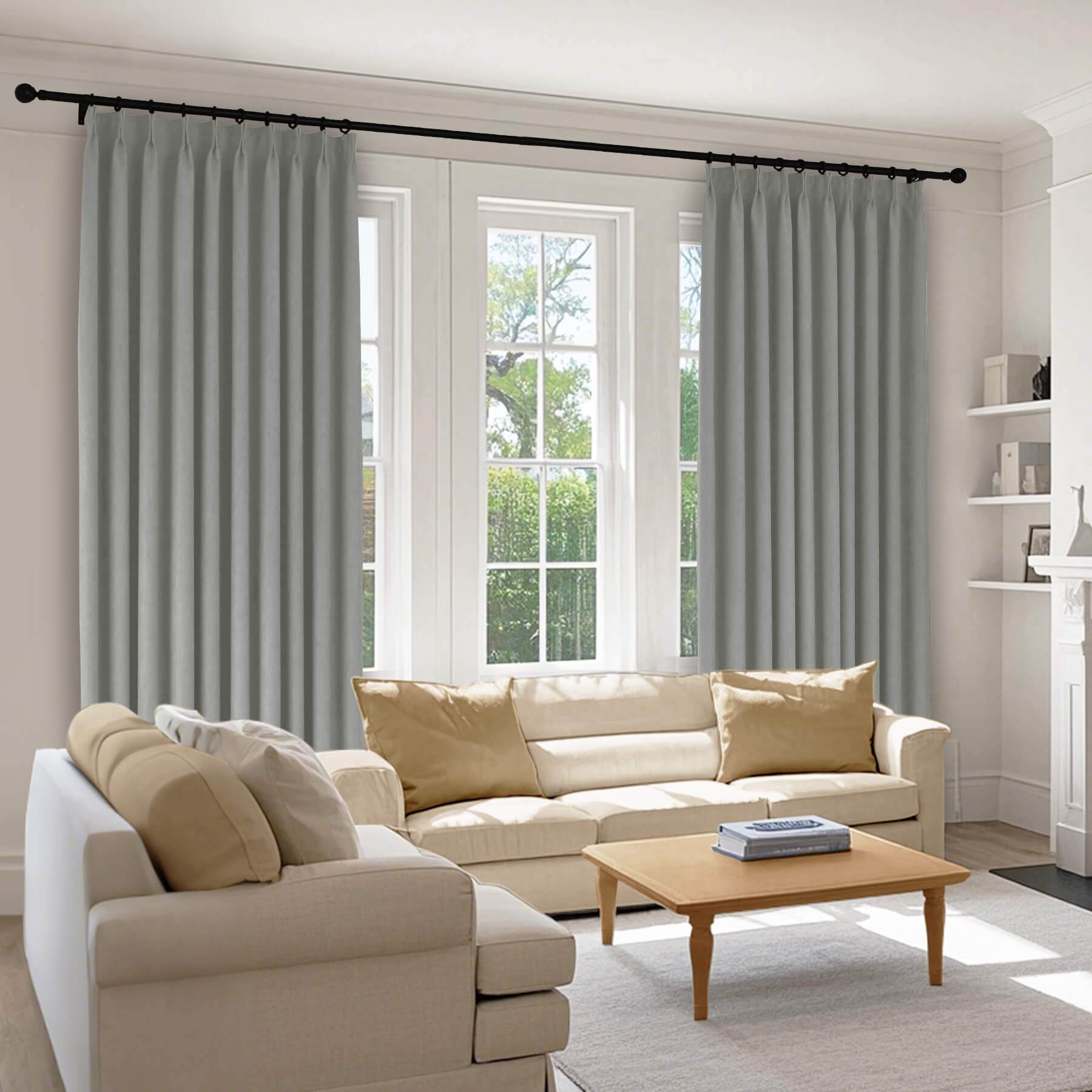 1041 100% Blackout Soft Chenille Linen Blend Curtain Pinch Pleat - Cololeaf -- #1 White