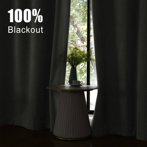 1041 100% Blackout Soft Chenille Linen Blend Curtain Grommet & 4 IN 1 (1 Panel)
