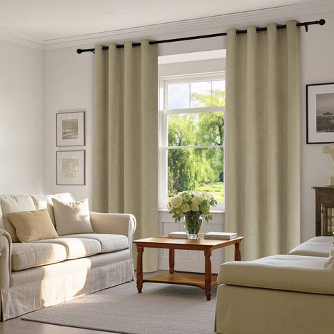 1041 100% Blackout Soft Chenille Linen Blend Curtain Grommet & 4 IN 1 (1 Panel)