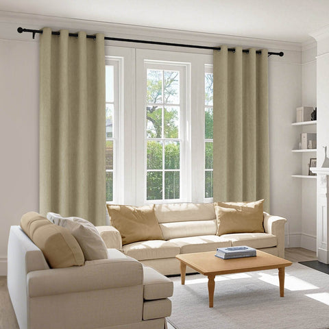 1041 100% Blackout Soft Chenille Linen Blend Curtain Grommet & 4 IN 1 - Cololeaf