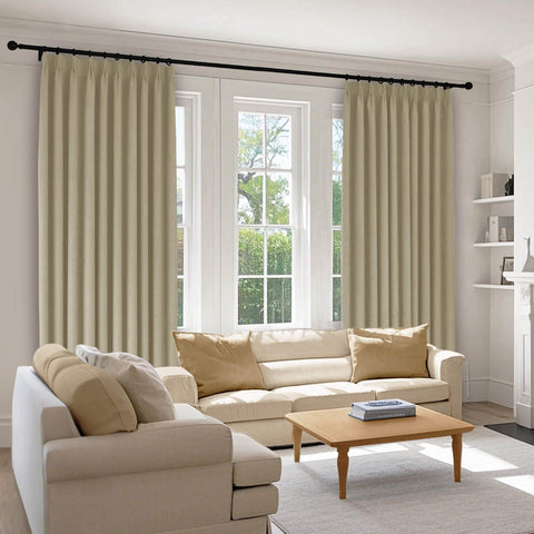 1041 100% Blackout Soft Chenille Linen Blend Curtain Pinch Pleat - Cololeaf -- #1 White