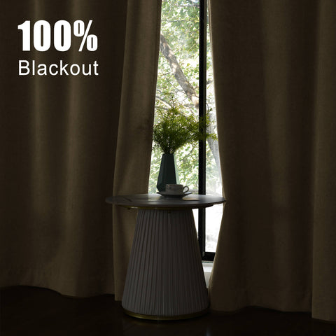 1041 100% Blackout Soft Chenille Linen Blend Curtain Grommet & 4 IN 1 (1 Panel)