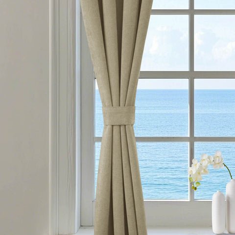 1041 100% Blackout Soft Chenille Linen Blend Curtain Pinch Pleat - Cololeaf -- #1 White