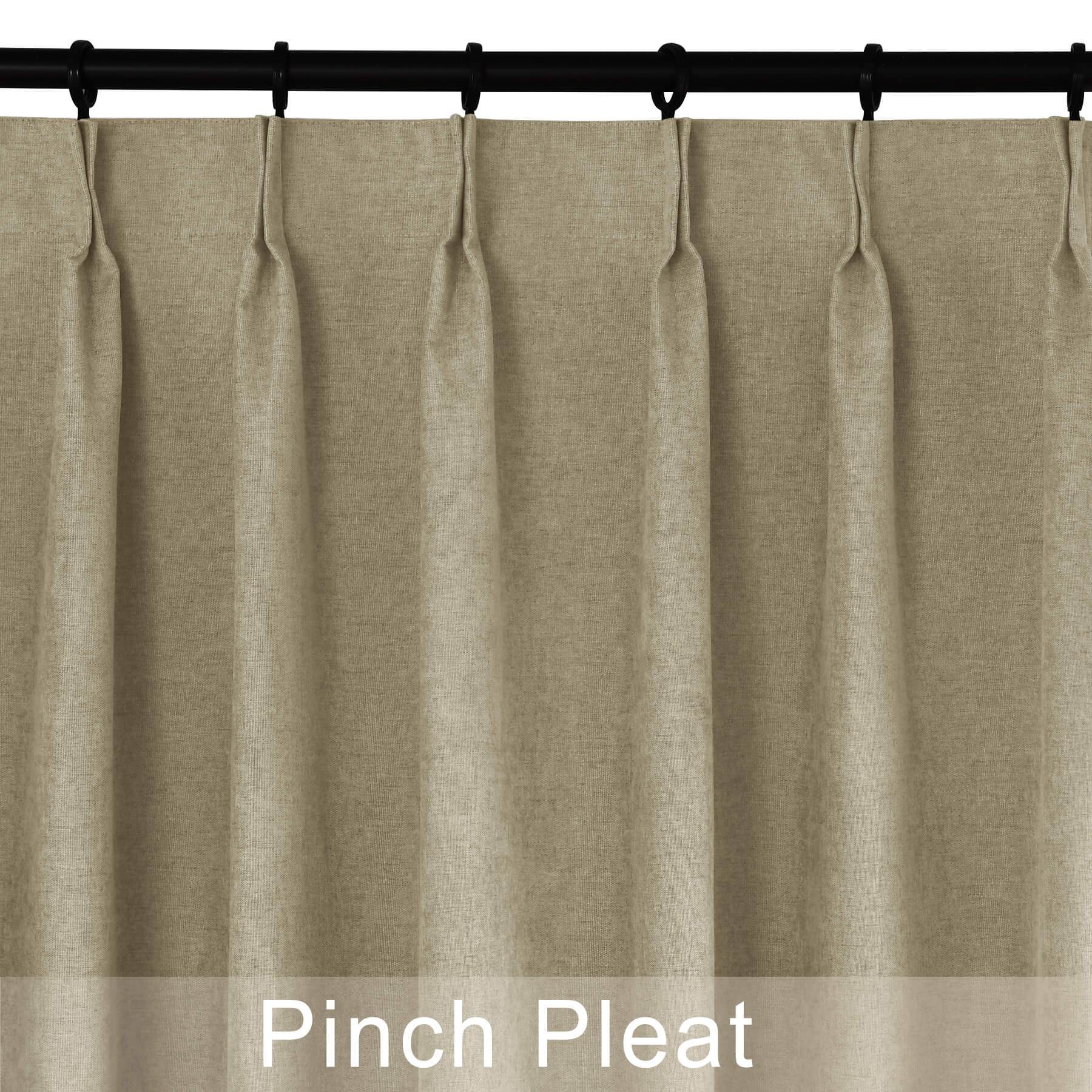 1041 100% Blackout Soft Chenille Linen Blend Curtain Pinch Pleat - Cololeaf -- #1 White