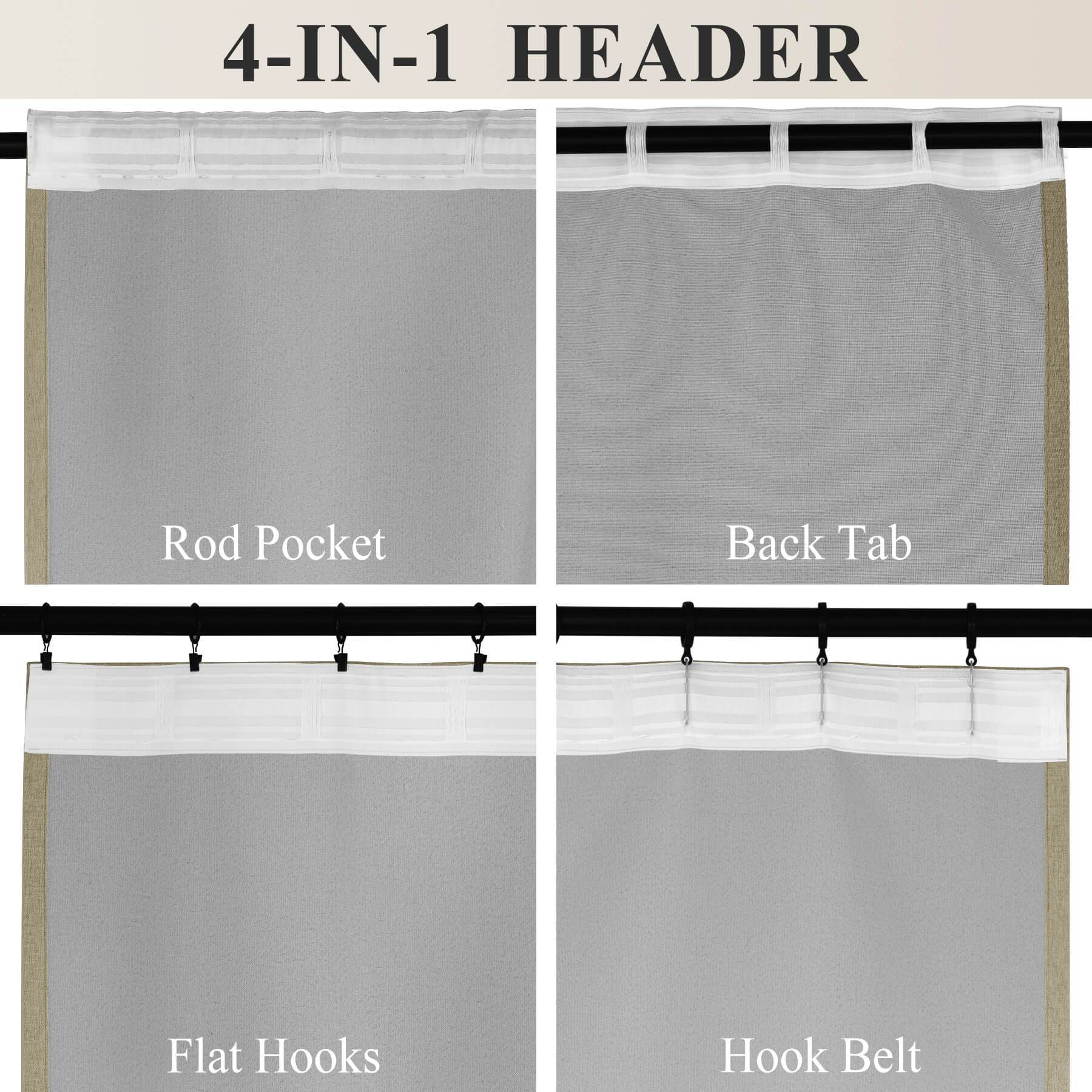 1041 100% Blackout Soft Chenille Linen Blend Curtain Grommet & 4 IN 1 - Cololeaf -- #1 White