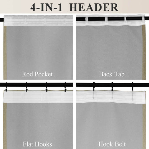 1041 100% Blackout Soft Chenille Linen Blend Curtain Grommet & 4 IN 1 - Cololeaf -- #1 White