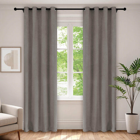 1041 100% Blackout Soft Chenille Linen Blend Curtain Grommet & 4 IN 1 - Cololeaf -- #1 White