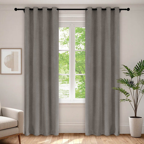 1041 100% Blackout Soft Chenille Linen Blend Curtain Grommet & 4 IN 1 - Cololeaf