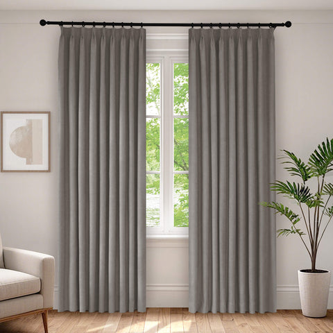 1041 100% Verdunkelungs-Soft-Chenille-Leinen-Mischvorhang mit Faltenband, 1 Schal