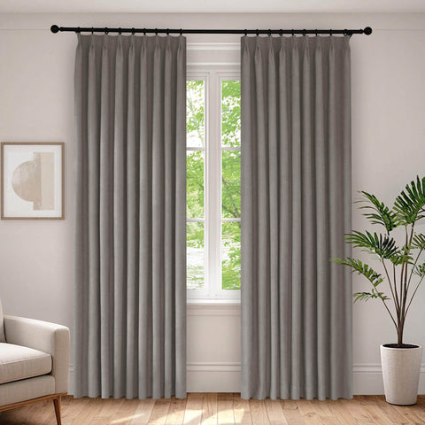 1041 100% Blackout Soft Chenille Linen Blend Curtain Pinch Pleat - Cololeaf -- #1 White