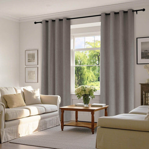 1041 100% Blackout Soft Chenille Linen Blend Curtain Grommet & 4 IN 1 - Cololeaf -- #1 White