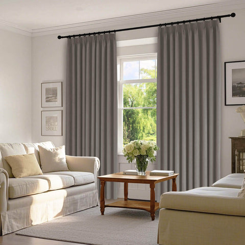 1041 100% Blackout Soft Chenille Linen Blend Curtain Pinch Pleat - Cololeaf -- #1 White