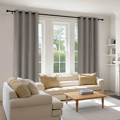 1041 100% Blackout Soft Chenille Linen Blend Curtain Grommet & 4 IN 1 - Cololeaf
