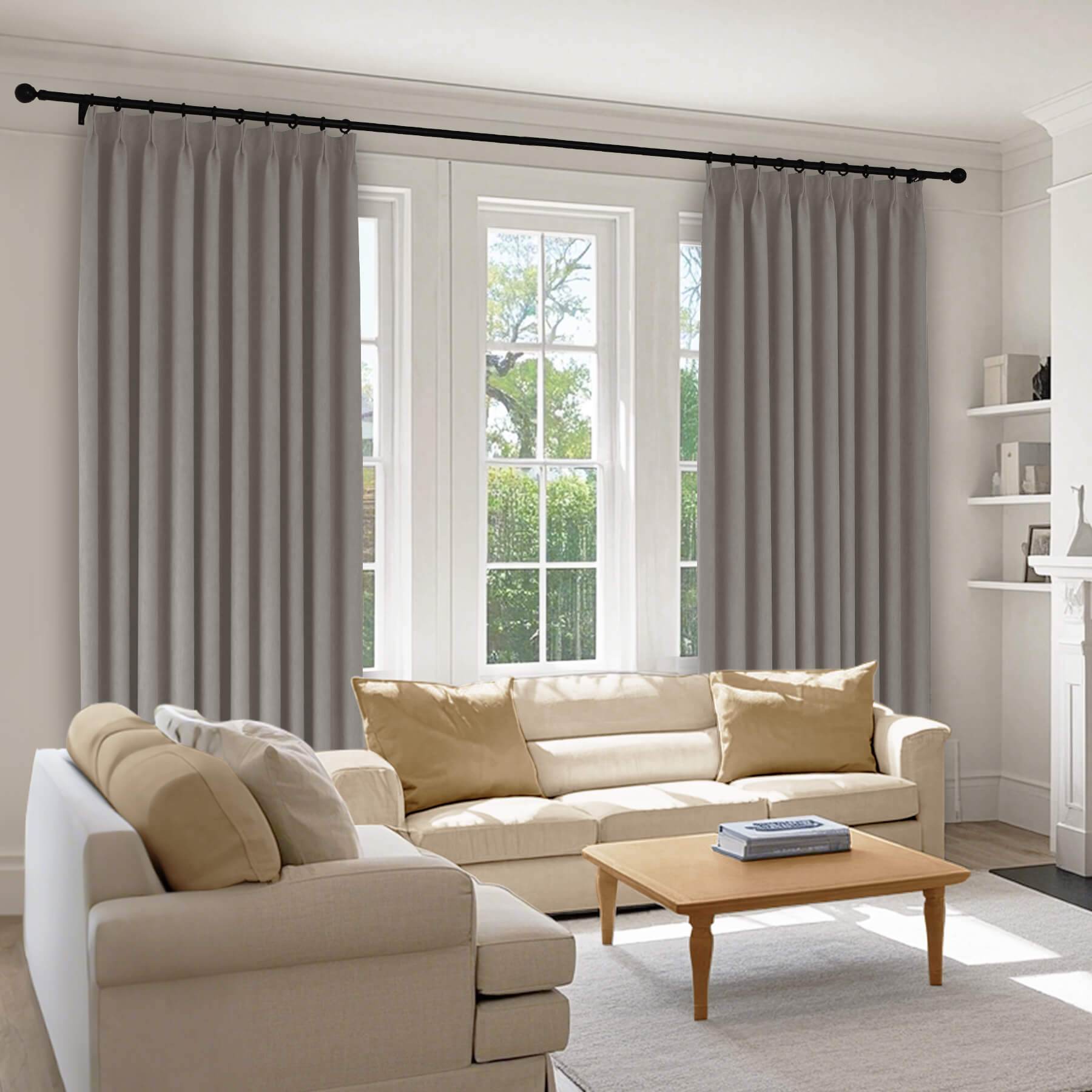 1041 100% Blackout Soft Chenille Linen Blend Curtain Pinch Pleat - Cololeaf -- #1 White