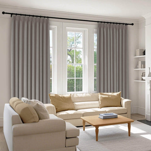 1041 100% Blackout Soft Chenille Linen Blend Curtain Pinch Pleat - Cololeaf -- #1 White