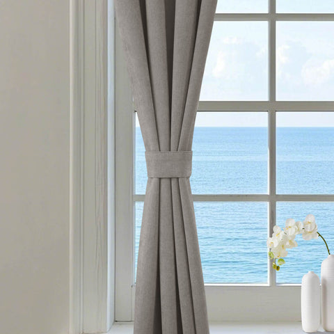 1041 100% Blackout Soft Chenille Linen Blend Curtain Pinch Pleat - Cololeaf -- #1 White