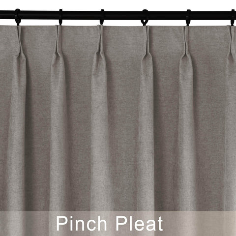 1041 100% Blackout Soft Chenille Linen Blend Curtain Pinch Pleat - Cololeaf -- #1 White