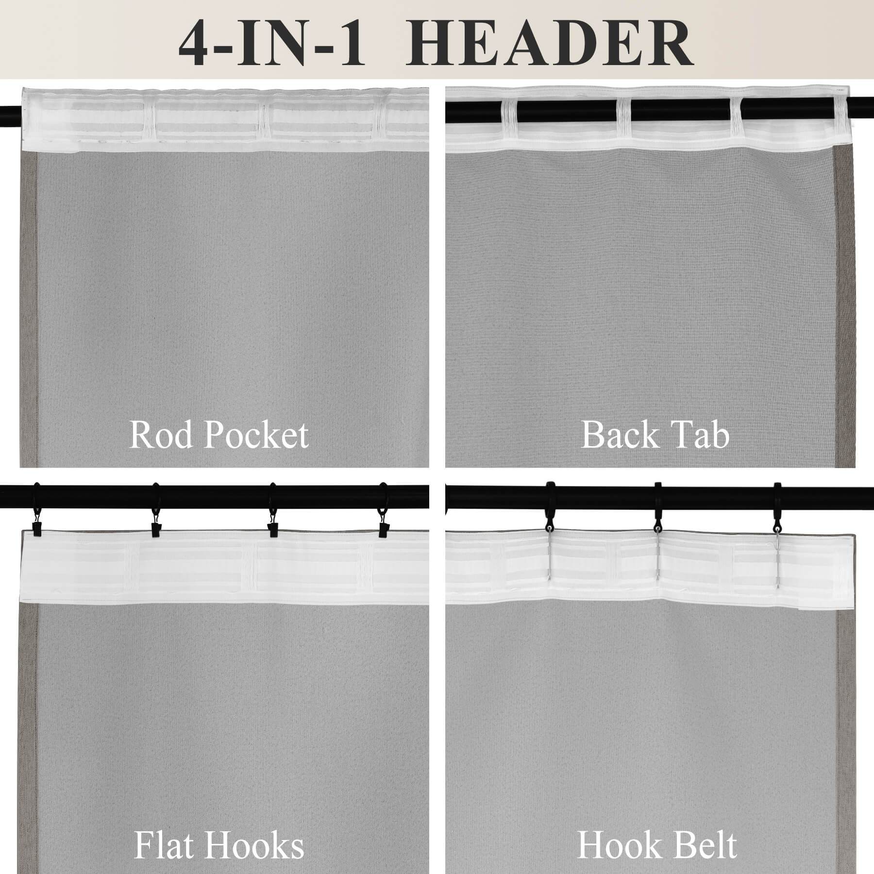 1041 100% Blackout Soft Chenille Linen Blend Curtain Grommet & 4 IN 1 - Cololeaf -- #1 White
