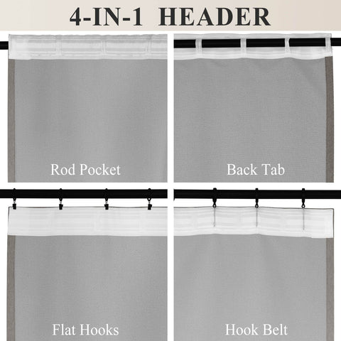 1041 100% Blackout Soft Chenille Linen Blend Curtain Grommet & 4 IN 1 - Cololeaf -- #1 White