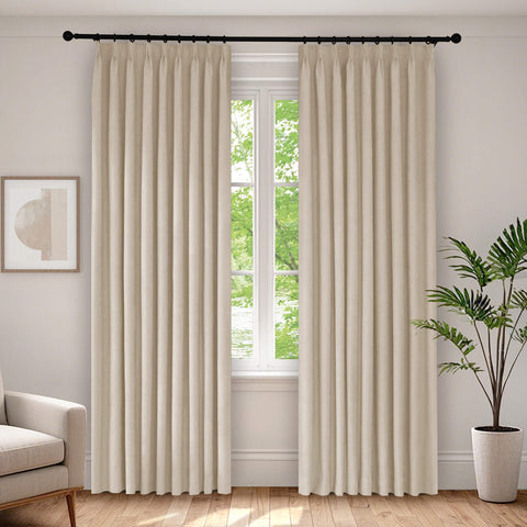1041 100% Blackout Soft Chenille Linen Blend Curtain Pinch Pleat 1 Panel
