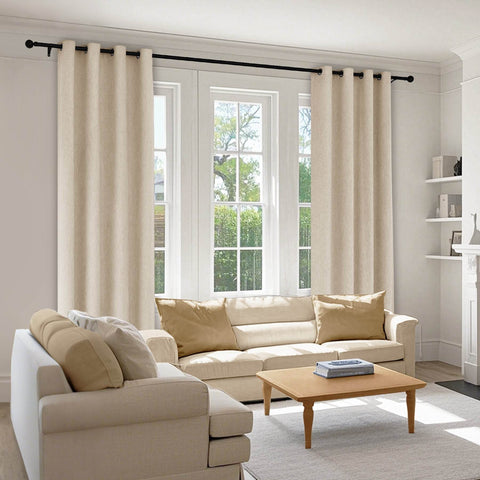 1041 100% Blackout Soft Chenille Linen Blend Curtain Grommet & 4 IN 1 - Cololeaf