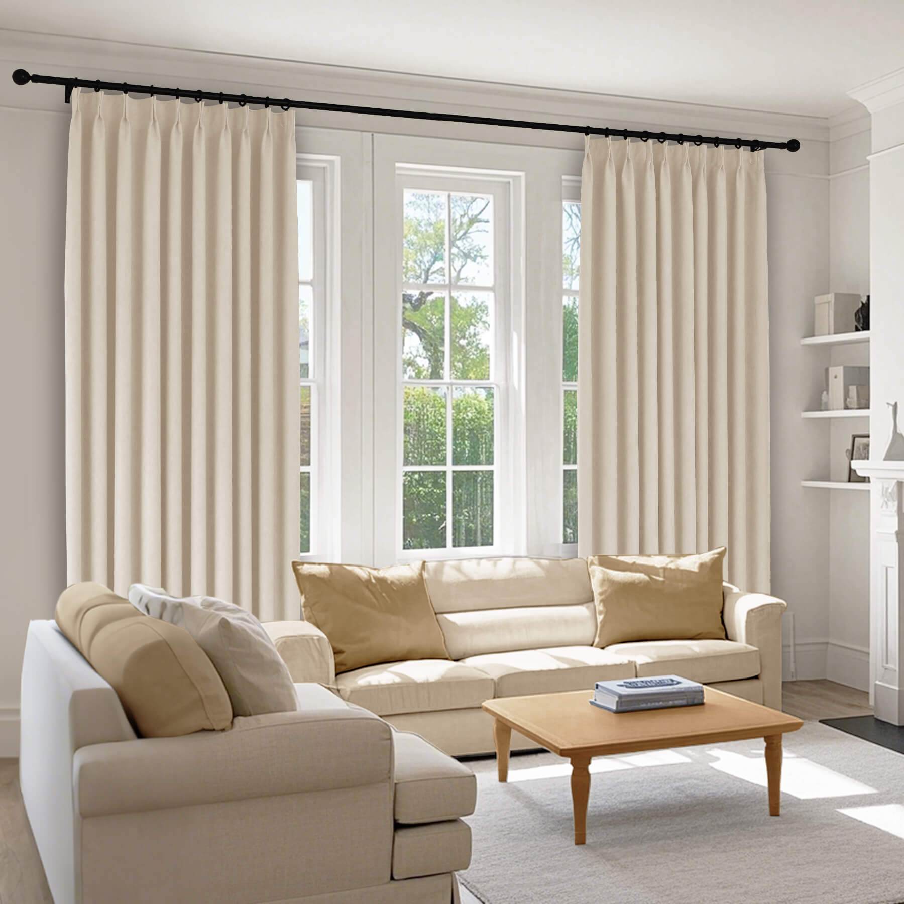 1041 100% Blackout Soft Chenille Linen Blend Curtain Pinch Pleat - Cololeaf -- #1 White